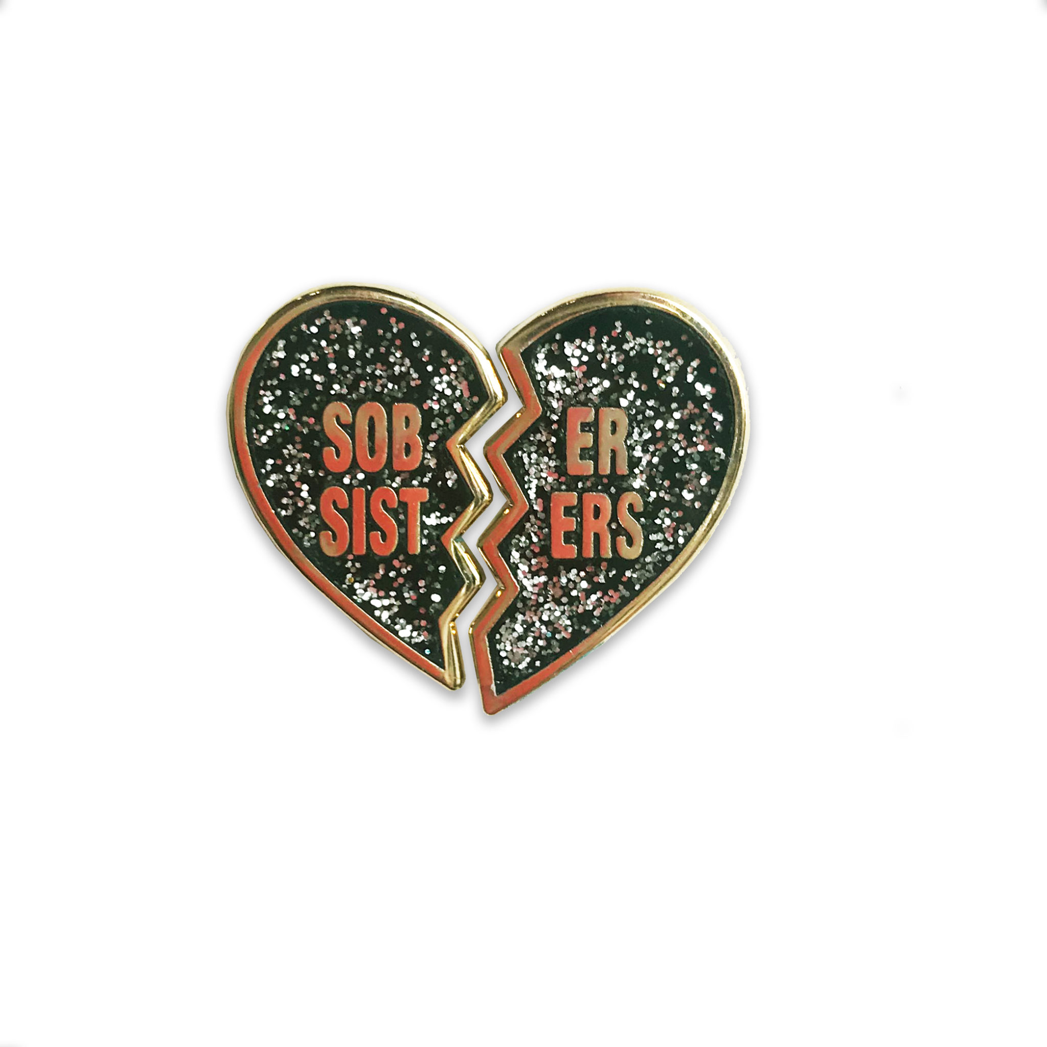 Black Glitter Sober Sisters Pin Set