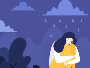 Depressed woman cartoon