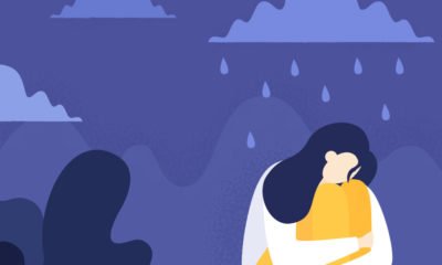 Depressed woman cartoon