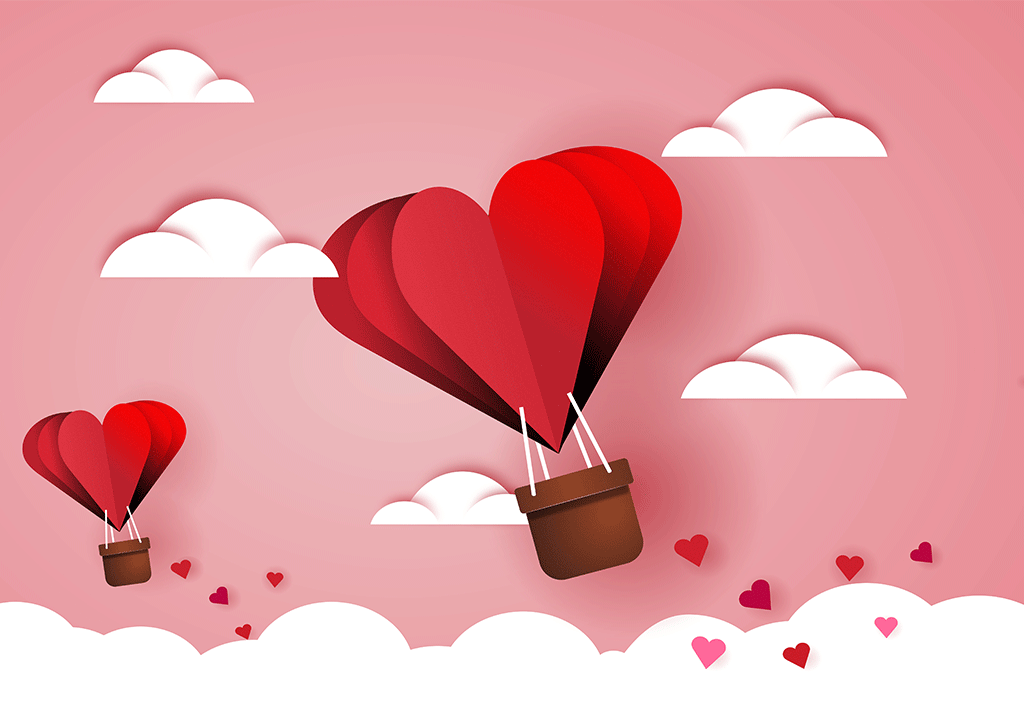 hearts traveling in the sky