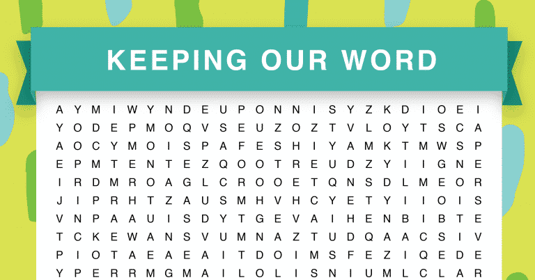 Keeping Our Word recovery word search