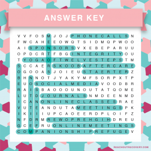 What are the recovery resources you need to know word search