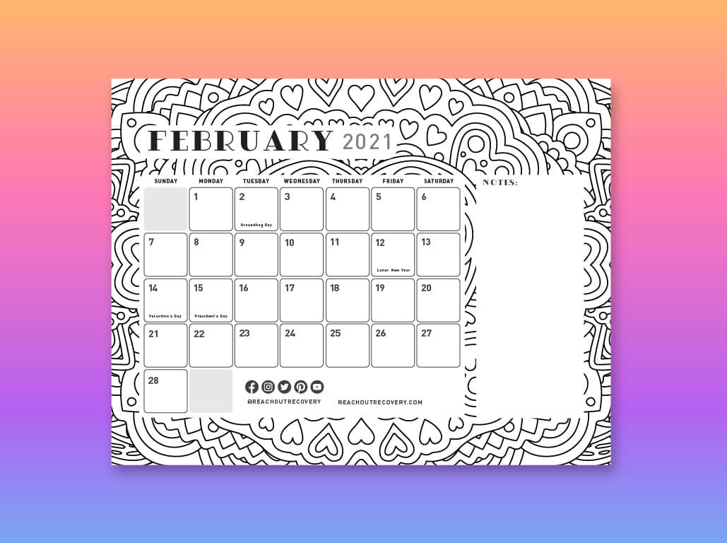 2021 Find Your True Colors Coloring Downloadable Calendar ...