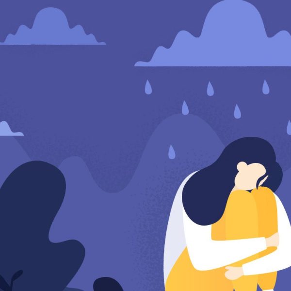 Depressed woman cartoon