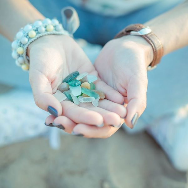 Girl holding sea glass