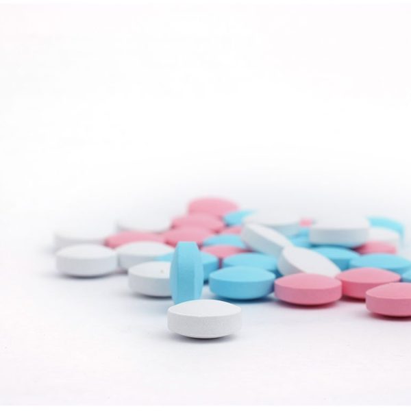 White Pink and Blue Pill tabs
