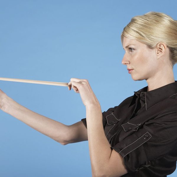 Woman snapping rubber band