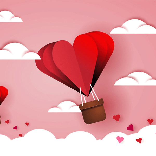 hearts traveling in the sky